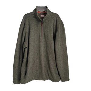 Faherty Maine Forest Green Fleece Quarter Zip Pullover